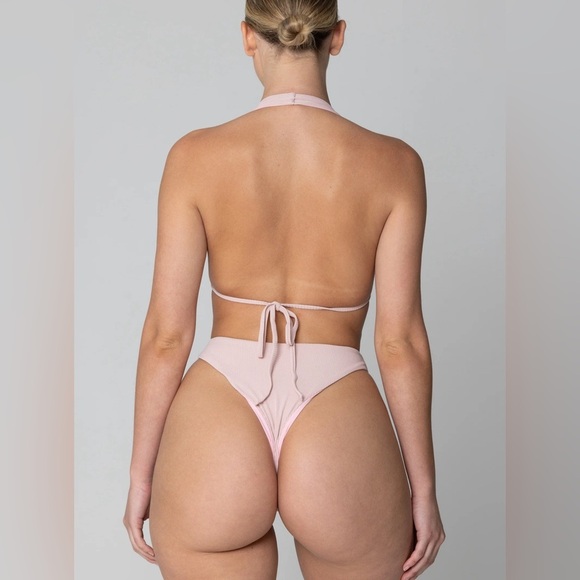 Selina Rae The Victoria One Piece Ribbed Swimsuit Bikini Bodysuit Ballet Pink - Picture 3 of 7